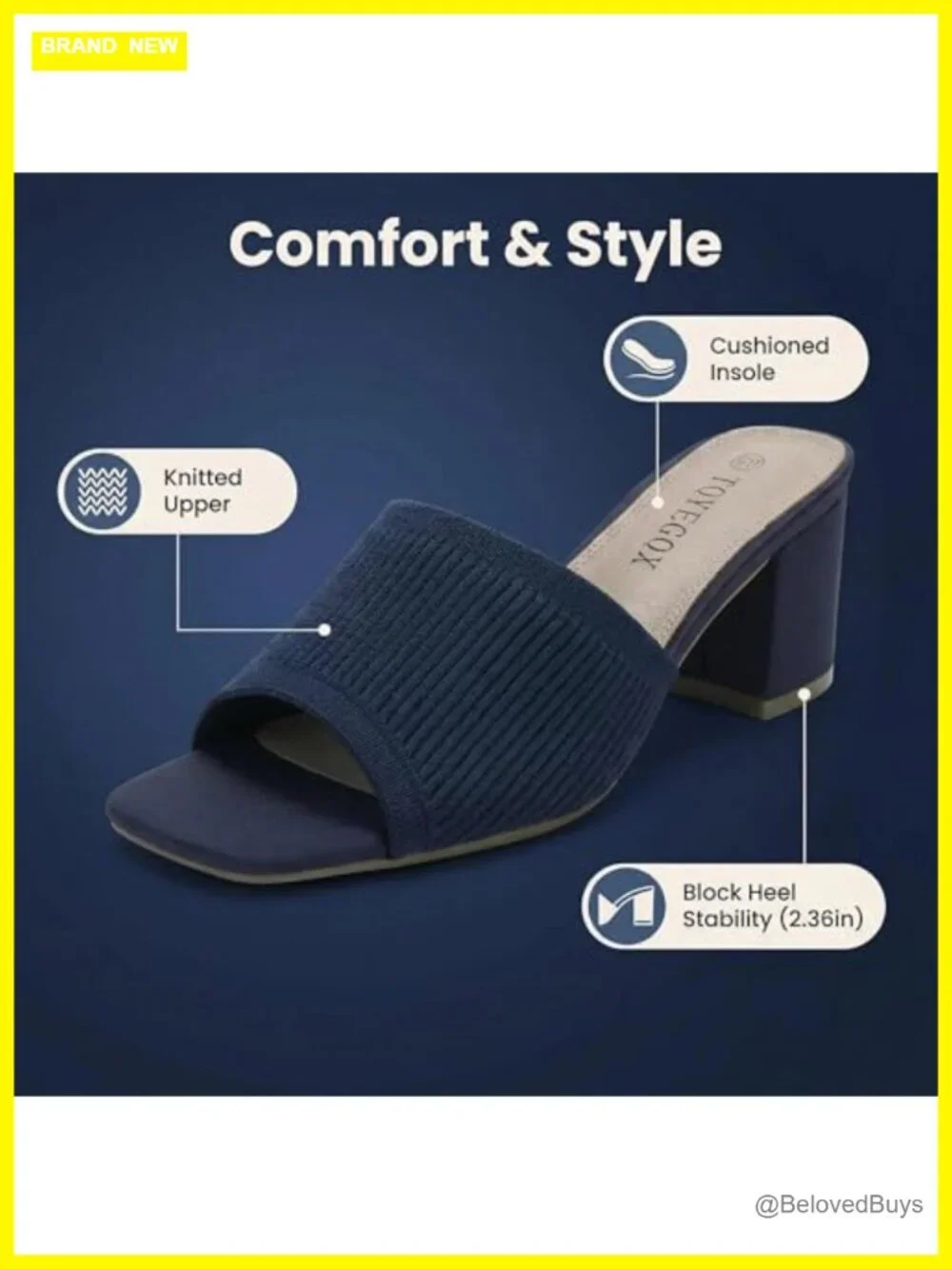 Women's Heeled Mules Square Open Toe Block Low Heel Slip On Sandals